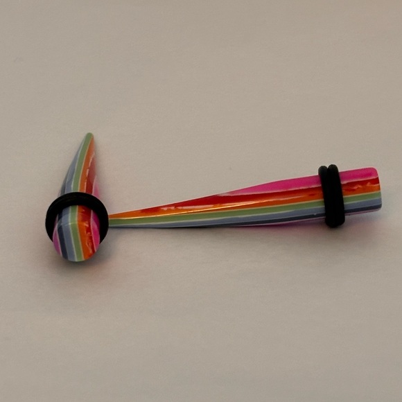 Rainbow Stripped Acrylic Tapers - Picture 1 of 7